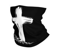 Cache-Cou Enraciné dans Le Christ Christianisme Foi Religieux Jésus Blanc Écharpe Demi-Visage Balaclava Echarpe Gaiter Élastique pour Randonnée Moto 25X50 Cm