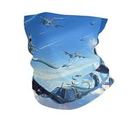 Cache-Cou Fighter Aircraft Plane World War II Military Vintage White Écharpe Demi-Visage Multi-Usage Echarpe Gaiter Élastique Bandana Tubulaire pour Vélo Yoga Course À Pied 25X50 Cm