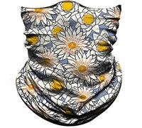 Cache-Cou Fleur Blanche Jaune Bleue Écharpe Tube Anti-Solaire Anti-UV Tube Bandeaux, pour Course À Pied, Yoga, Sports, Adulte, 26x30cm