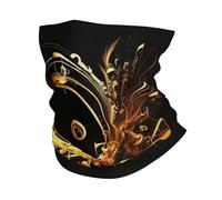 Cache-Cou Golden Musical Notes with Piano Elegant Bandana Tubulaire Multi-Usage Cache Cou Elastique Respirant Tour De Cou pour Randonnée Moto Yoga 25X50 Cm