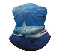 Cache-Cou Grand Poisson Blanc Tour De Cou Respirant Cache Cou Elastique Élastique pour Course À Pied Vélo 25X50 Cm