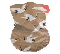 Cache-Cou Grue À Fleurs Roses du Japon Bandana Tubulaire Multi-Usage Tour De Cou Élastique Écharpe Demi-Visage pour Randonnée Moto Vélo 25X50 Cm