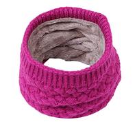 Cache-Cou Hiver Écharpe Circulaire Écharpe chaude tricotée pour enfants Tricotée Tour de Cou Col Épaisse Cache Cou Doublée de Tube Écharpe en Polaire Thermique Doux (Rose vif, One Size)