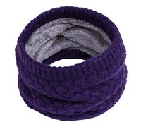 Cache-Cou Hiver Écharpe Circulaire Écharpe chaude tricotée pour enfants Tricotée Tour de Cou Col Épaisse Cache Cou Doublée de Tube Écharpe en Polaire Thermique Doux (Violet, One Size)