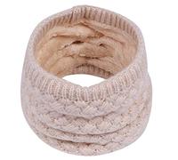 Cache-Cou Hiver Écharpe Circulaire Écharpe chaude tricotée pour enfants Tricotée Tour de Cou Col Épaisse Cache Cou Doublée de Tube Écharpe en Polaire Thermique Doux (Beige, One Size)
