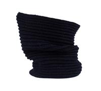 Cache-cou homme femme en laine mérinos tubulaire tricotée 100 % fabriquée en Italie écharpe en anneau chapeau col en laine vierge mérinos, bleu nuit, Taille Unique