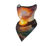 Cache-Cou Impression De Paysage Marin Au Coucher du Soleil en Irlande Écharpe Demi-Visage Étanche À La Poussière Balaclava Anti-UV Chapeaux, pour Extérieur, Ski, Yoga, Femme, 24x51cm