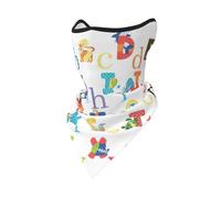 Cache-Cou Imprimé Alphabet Animalier Écharpe Tube Ultra-Douce Chapeaux Demi-Visage Anti-Solaire Couvre-Chef, pour Vélo, Homme, Yoga, Moto, 24x51cm