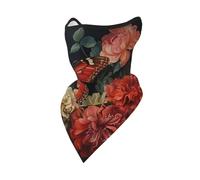 Cache-Cou Imprimé Fleur Et Papillon Balaclava Multifonctionnel Bandeaux Anti-Solaire Écharpe Demi-Visage, pour Homme, Adulte, Jogging, Vélo, 24x51cm