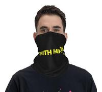 Cache-Cou Jaune Je suis avec Jésus Cache Cou Elastique Balaclava Echarpe Gaiter Multi-Usage Écharpe Demi-Visage pour Course À Pied Yoga Vélo 25X50 Cm