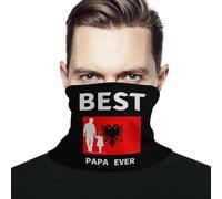 Cache-Cou Le Meilleur Papa Albanais du Monde Chapeaux Demi-Visage Respirant Protection du Visage Séchage Rapide Écharpe Tube, pour Vélo, Sports, Adulte, Jogging, 26x30cm