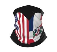 Cache-Cou Moitié Drapeau De La République Dominicaine, Moitié Drapeau des États-Unis, Amour Cœur Écharpe Tube Multifonctionnel Bandeau Magique Chapeaux Demi-Visage, pour Moto, Homme, 26x30cm