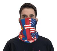 Cache-Cou Mongolie Drapeau Mongol Et Américain États-Unis Cache Cou Elastique Ultra-Douce Écharpe Demi-Visage Balaclava Bandana Tubulaire pour Vélo Yoga Moto 25X50 CM