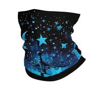 Cache-Cou Night Moon and Stars Court Black Cache Cou Elastique Élastique Echarpe Gaiter Ultra-Douce Écharpe Demi-Visage pour Yoga Vélo Moto 25X50 Cm
