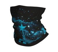 Cache-Cou Night Moon and Stars Court Blue Cache Cou Elastique Multi-Usage Echarpe Gaiter Respirant Écharpe Demi-Visage pour Yoga Randonnée Vélo 25X50 Cm
