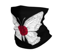 Cache-Cou Papillon Japon Drapeau Japonais Blanc Bandana Tubulaire Respirant Écharpe Demi-Visage Balaclava Echarpe Gaiter pour Yoga Moto Course À Pied 25X50 CM