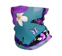 Cache-Cou Purple Butterfly and Flowers Print Cache Cou Elastique Multi-Usage Bandana Tubulaire Élastique Écharpe Demi-Visage pour Course À Pied Moto Vélo 25X50 Cm