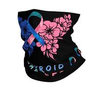 Cache-Cou Ruban De Sensibilisation À La Lutte Contre La Thyroïde Fleur Papillon Balaclava Tour De Cou Élastique Echarpe Gaiter pour Course À Pied Vélo Moto 25X50 Cm