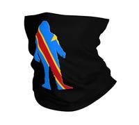 Cache-Cou Sasquatch Bigfoot Democratic Republic of The Congo Flag Écharpe Demi-Visage Balaclava Tour De Cou Respirant Cache Cou Elastique pour Vélo Moto Course À Pied 25X50 Cm