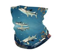 Cache-Cou Sharks Under The Sea Pattern Cache Cou Elastique Élastique Echarpe Gaiter Balaclava Écharpe Demi-Visage pour Moto Vélo Yoga 25X50 Cm