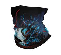 Cache-Cou Skull Music Rock Heavy Metal Flame Black Cache Cou Elastique Balaclava Écharpe Demi-Visage Élastique Bandana Tubulaire pour Course À Pied Vélo Moto 25X50 Cm