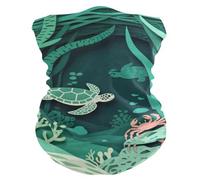 Cache-Cou Tortue Marine Verte Découpée en Papier Cache Cou Elastique Ultra-Douce Écharpe Demi-Visage Élastique Bandana Tubulaire pour Moto Course À Pied Yoga 25X50 Cm