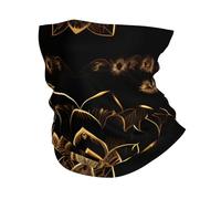 Cache-cou ultra doux et extensible avec imprimé fleurs de lotus dorées pour homme et femme