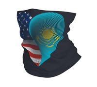 Cache Cou USA Kazakhstan Kazakhstan People Friendship Flag Heart White Balaclava Respirant Couvre-Chef Anti-UV Écharpe pour Homme Femme Jogging Randonnée 25X50CM
