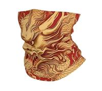 Cache-Cou Vintage Chinese Dragon Golden Red Echarpe Gaiter Multi-Usage Écharpe Demi-Visage Élastique Cache Cou Elastique pour Moto Course À Pied Yoga 25X50 Cm