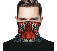 Cache-Cou Visage De Tigre Rouge Décoration Faciale Multifonctionnel Bandeaux Respirant Écharpe Demi-Visage, pour Moto, Sports, Randonnée, Course À Pied, 26x30cm