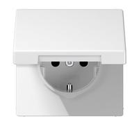 Cache de base Schuko 2P + TT avec couvercle BLANC JUNG LS 1520 BFKIKL WW, Prise de Courant