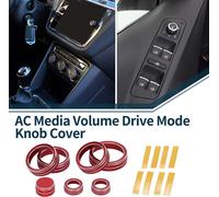 Cache De Bouton DeMode Conduite Volume De Média pour AC Pour Vw Atlas Se 2018-2022 Robuste | Garniture D'Autocollant Intérieur Rouge 7 Pièces