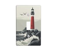 Cache d'interrupteur décoratif à 1 bouton unique, motif phare d'anime, plaque murale nautique cool, taille standard, façade électrique côtière océan pour chambre à coucher, salon