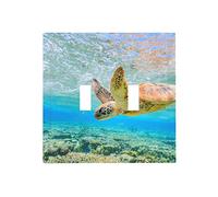 Cache d'interrupteur tortue de mer île - 2 interrupteurs - Plaque murale - 11,4 x 11,4 cm - Pour chambre à coucher, cuisine - Décoration