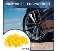 Cache-Écrou De Roue Extérieur 19Mm Pour Jantes Et Pneus - Boulons De Roue - Capuchons De Protection Anti-Poussière Pour Écrous - Plastique Jaune