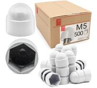 Cache écrou M05 Blanc, 500 pièces, cache blanc, caches vis plastique