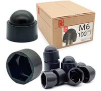 Cache écrou M06 Noir, 100 pièces, caches vis plastique, capuchon de protection hexagonal, cache noir, protection anti-rouille pour écrou et vis, finition propre bricolage Lun Fix