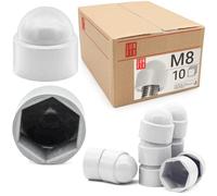 Cache écrou M08 Blanc, 10 pièces, cache blanc, caches vis plastique