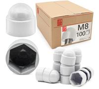 Cache écrou M08 Blanc, 100 pièces, cache blanc, caches vis plastique