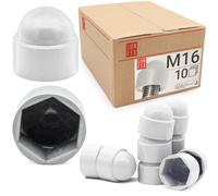 Cache écrou M16 Blanc, 10 pièces, caches vis plastique, capuchon de protection hexagonal, cache blanc, protection anti-rouille pour écrou et vis, finition propre bricolage Lun Fix