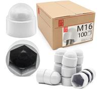 Cache écrou M16 Blanc, 100 pièces, caches vis plastique, capuchon de protection hexagonal, cache blanc, protection anti-rouille pour écrou et vis, finition propre bricolage Lun Fix