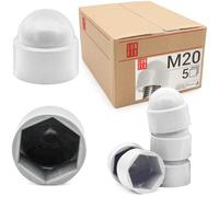 Cache écrou M20 Blanc, 5 pièces, caches vis plastique, capuchon de protection hexagonal, cache blanc, protection anti-rouille pour écrou et vis, finition propre bricolage Lun Fix