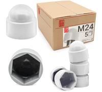 Cache écrou M24 Blanc, 5 pièces, caches vis plastique, capuchon de protection hexagonal, cache blanc, protection anti-rouille pour écrou et vis, finition propre bricolage Lun Fix