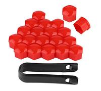 Cache-écrous, 20Pcs Capuchons d'écrou de Roue de Voiture Cache-vis 19mm Boulon Jantes Décoration extérieure Antipoussière Noir (Rouge)