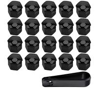 Cache Ecrous Roue Voiture pour Peugeot 2008 3008 4008, Capuchons D'éCrou Roue Hexagonal Bouchons,Boulon Ecrou Externe Protection Couvre avec Outil Demontage,19mm-Black