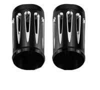 Cache Fourche Avant Convient pour Harley Fit pour Touring 1984-2021 Moto Noir/Chrome Couvercle de Curseur Botte Fourche Avant en Aluminium(G Shock Cover 14-21)