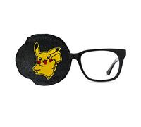 Cache-œil brodé réutilisable pour enfants et adultes pour amblyopie Traitement par occlusion oculaire paresseux PokBlack (couvre-œil droit)