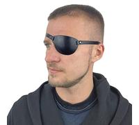 Cache-œil de pirate - Style rétro - En cuir synthétique - Style gothique - Bandeau médiéval avec bande élastique réglable - Pour adultes et enfants - Cosplay (gauche)