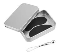 Cache-Œil Réutilisable, Silicone Patchs Anti-Rides Sous Masque pour les Yeux Repulpe les Ridules et les Rides avec Applicateur de Crème pour les Yeux en Métal et Étui en Étain (Noir)