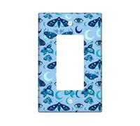 Cache-interrupteur à bascule simple en plastique bleu - Motif œil bohème fantaisie - Lune d'automne - Taille standard - Pour maison, salon, nouvel appartement